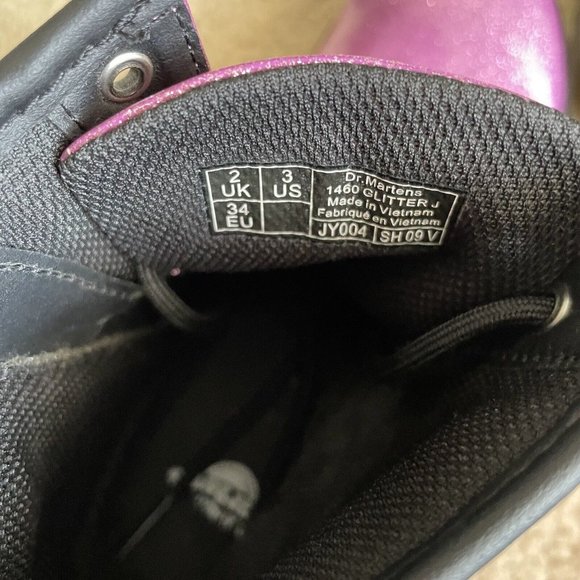 Dr. Martens Dark Pink and Silver Glitter Boots, Lace Up, Youth Size 3, Durable - Picture 9 of 9